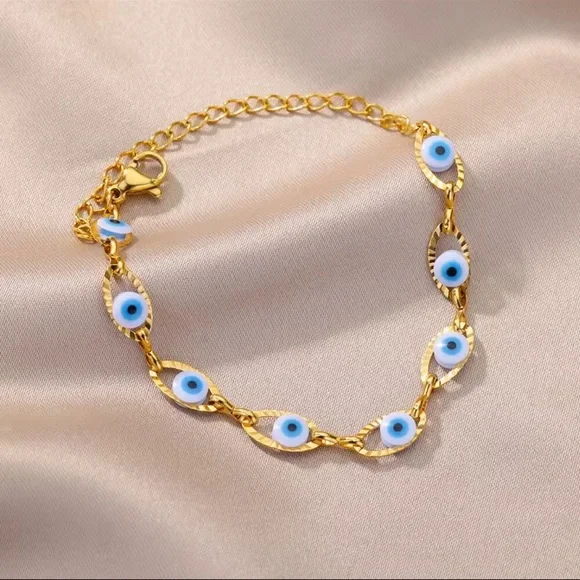 Bracelet Blue eye Gold Evil Eye 

Stainless Steel Bracelet ✨ - Picture 4 of 17